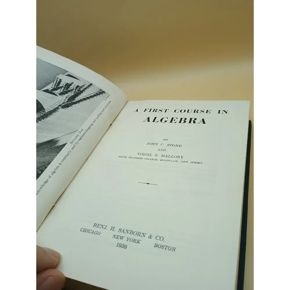 A First Course In Algebra By Stone Mallory 1936 Vintage